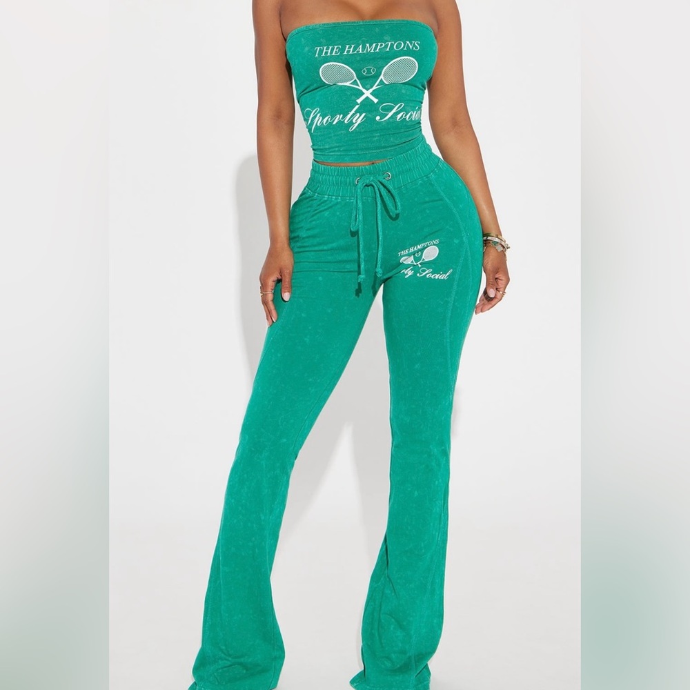 Fashion Nova Teal Track Pants & Jumpsuit Set